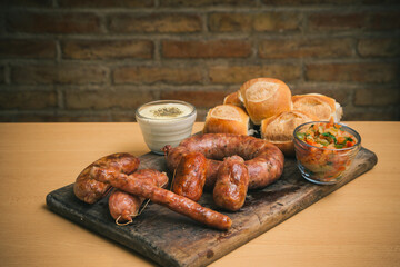 cooked argentine chorizos on table