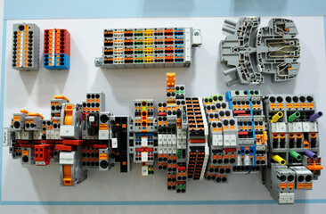 Modular terminal blocks of the automatic control system presented on the stand