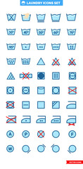 Laundry icons set of 3 types color, black and white, outline. Isolated vector sign symbol.