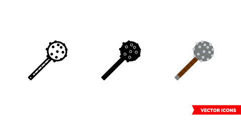 Mace icon of 3 types color, black and white, outline. Isolated vector sign symbol.