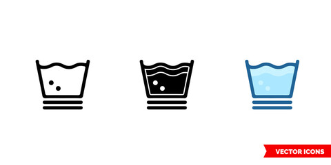 Machine wash gentle or delicate icon of 3 types color, black and white, outline. Isolated vector sign symbol.