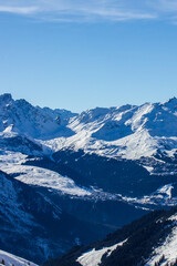 Fototapeta na wymiar View of Courchevel Ski Area, French Alps