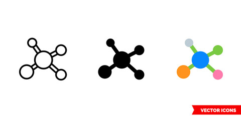 Network icon of 3 types color, black and white, outline. Isolated vector sign symbol.