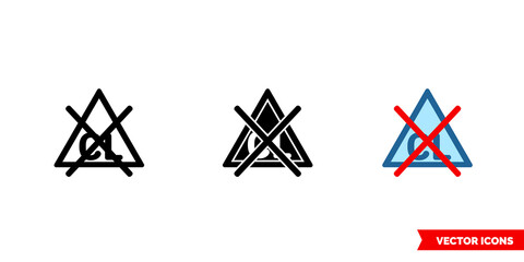 Non chlorine bleach if needed icon of 3 types color, black and white, outline. Isolated vector sign symbol.