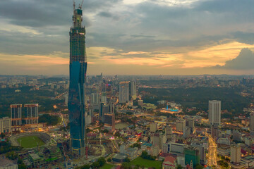 A sunset scene taken via drone during a lockdown from Kuala Lumpur, Malaysia.