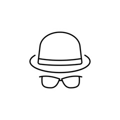 Hat, glasses, man vector icon