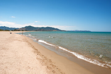 Sardegna, splendida spiaggia sabbiosa di Muravera, in provincia di Cagliari, Italia