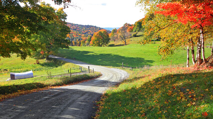 Scenic back road through rural Vermont 
