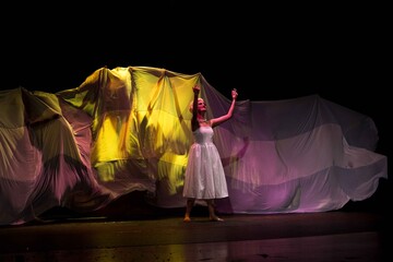 Dancer in a theater with Argentina flag