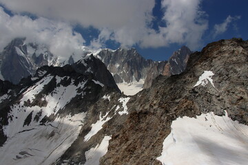 Superb views of the snowy alps from France and Italy around Mont Blanc. 