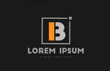 Fototapeta premium B alphabet letter logo icon in orange grey black. Dot square design for company and business identity
