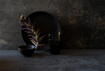 Homewares on a dark surface