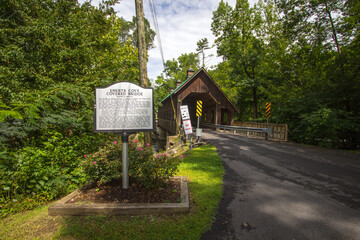 Emerts Cove Covered Bridge In Sevier County, Tennessee. This bridge is part of state owned infrastructure and not private property. 