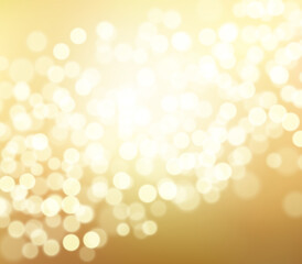 Gold glittering background with bokeh effect. Golden twinkled light backdrop for Wedding or Christmas xmas card, website