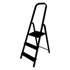 Vector isolated foldable stepladder silhouette on the white background.