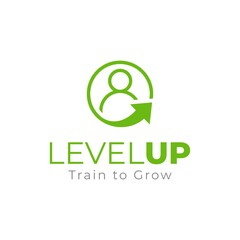 Level up logo template. User icon. Account badge. User symbol.