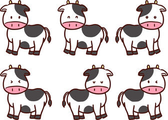 牛全身の表情セット