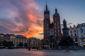 Fototapeta na wymiar Sunrise over the Cracow, Poland