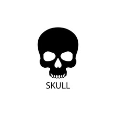 Flat black skull icon. Vector illustration eps 10