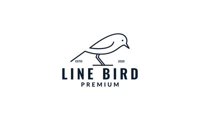 little bird canary lines minimal mascot logo vector icon illustration