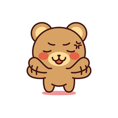 Isolated angry bear kawaii. Emoji of a bear - Vector