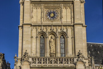 Church of Saint-Germain-l'Auxerrois at Amiral de Coligny Street. Church founded in VII century and rebuilt many times. Paris, France.