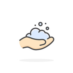 Washing hands icon in filled outline style.