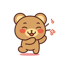 Isolated singing bear kawaii. Emoji of a bear - Vector