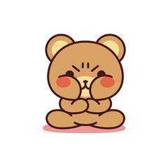 Isolated angry bear kawaii. Emoji of a bear - Vector