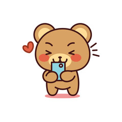 Isolated bear kawaii chatting. Emoji of a bear - Vector