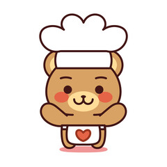 Isolated love cook bear kawaii. Emoji of a bear - Vector