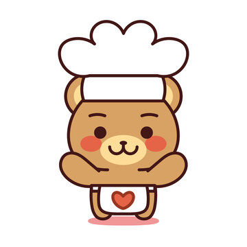 Isolated love cook bear kawaii. Emoji of a bear - Vector