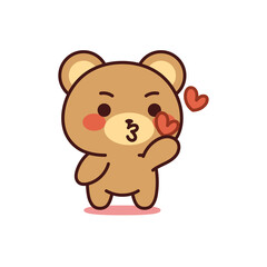 Isolated bear blowing kisses. Emoji of a bear - Vector