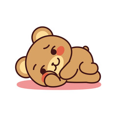 Isolated sleeping bear kawaii. Emoji of a bear - Vector