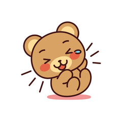 Isolated laughing bear kawaii. Emoji of a bear - Vector