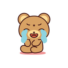 Isolated bear crying kawaii. Emoji of a bear - Vector