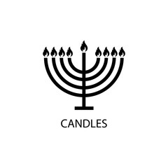 Icon black sign nine candles. Vector illustration eps 10