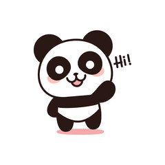 Isolated bear kawaii waving. Emoji of a bear - Vector