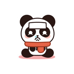 Isolated sick bear kawaii. Emoji of a bear - Vector