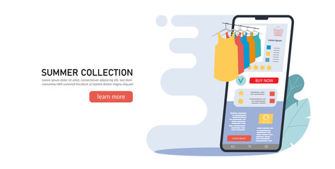 Shopping Online on Website or Mobile Application. Marketing and Digital marketing concept. Banner, landing page. Flat vector illustration, isolated objects.