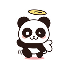 Isolated angel bear kawaii. Emoji of a bear - Vector