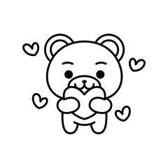 Isolated bear in love kawaii. Emoji of a bear - Vector