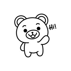 Isolated bear kawaii waving. Emoji of a bear - Vector