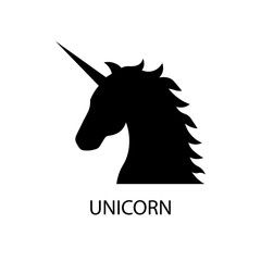 Unicorn black sign icon. Vector illustration eps 10