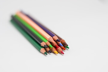 color pencils on white background