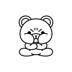 Isolated angry bear kawaii. Emoji of a bear - Vector