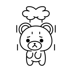 Isolated depressed bear kawaii. Emoji of a bear - Vector