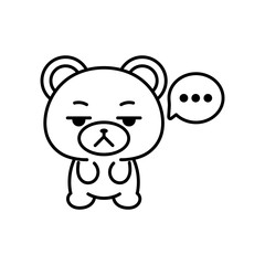 Isolated bored bear kawaii. Emoji of a bear - Vector