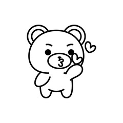 Isolated bear blowing kisses. Emoji of a bear - Vector