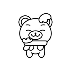 Isolated bear kawaii with scarf and hat - Vector